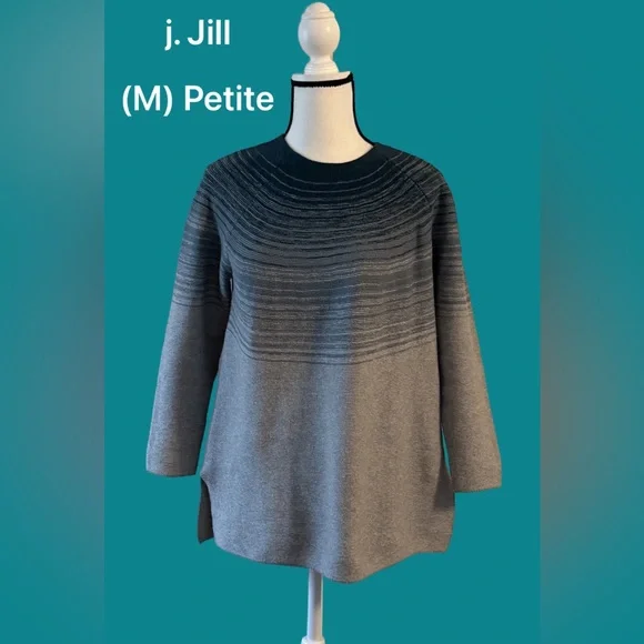 J. Jill Ombre Space-Dye Knit Tunic Sweater - Petite Medium (Teal/Grey) MP NWOTs - Picture 1 of 6